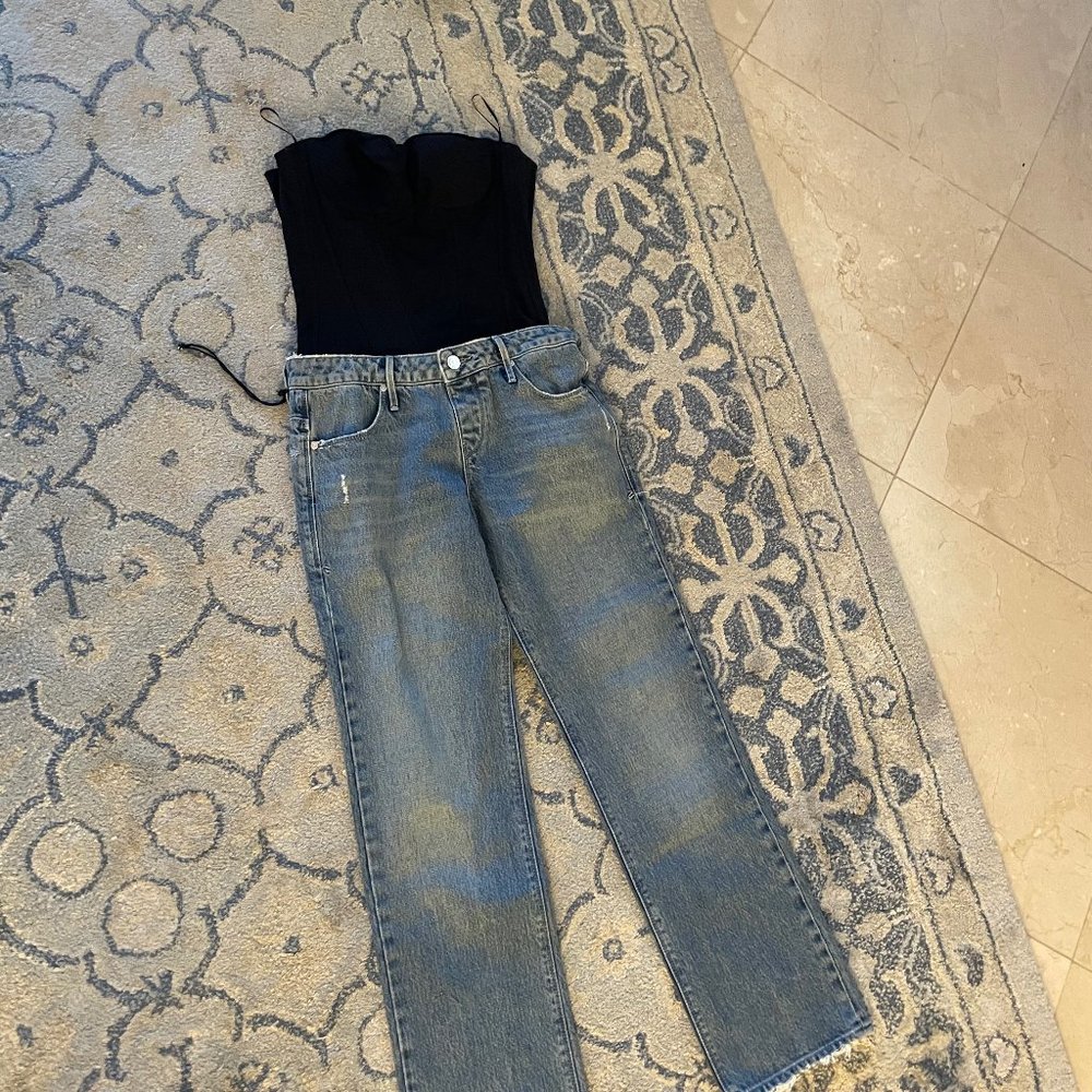 RtA DENIM AMES SATIN CORSET JEAN COMBO JUMPSUIT